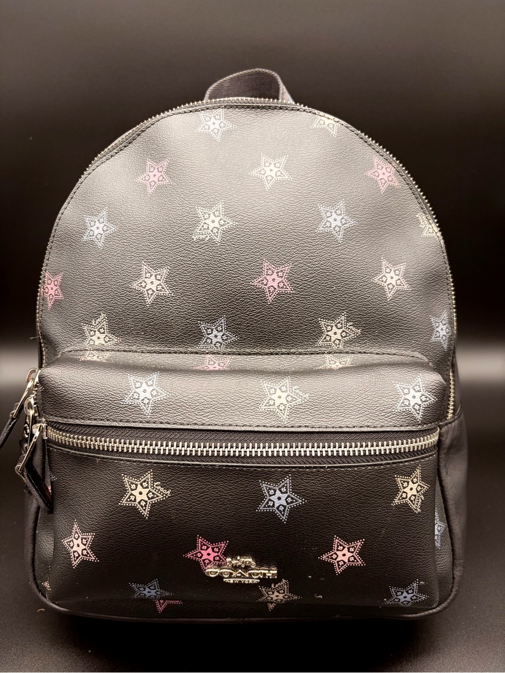 Coach Medium Charlie Backpack Leather Handbag Purse in Americana Star Print